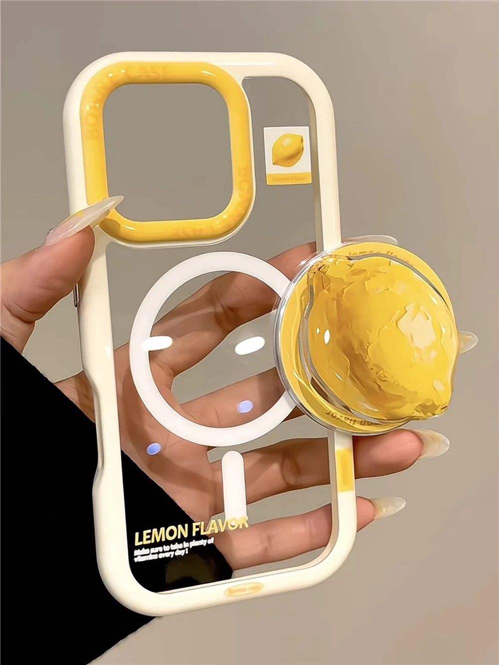 Cute Lemon Clear MagSafe GripTok Case