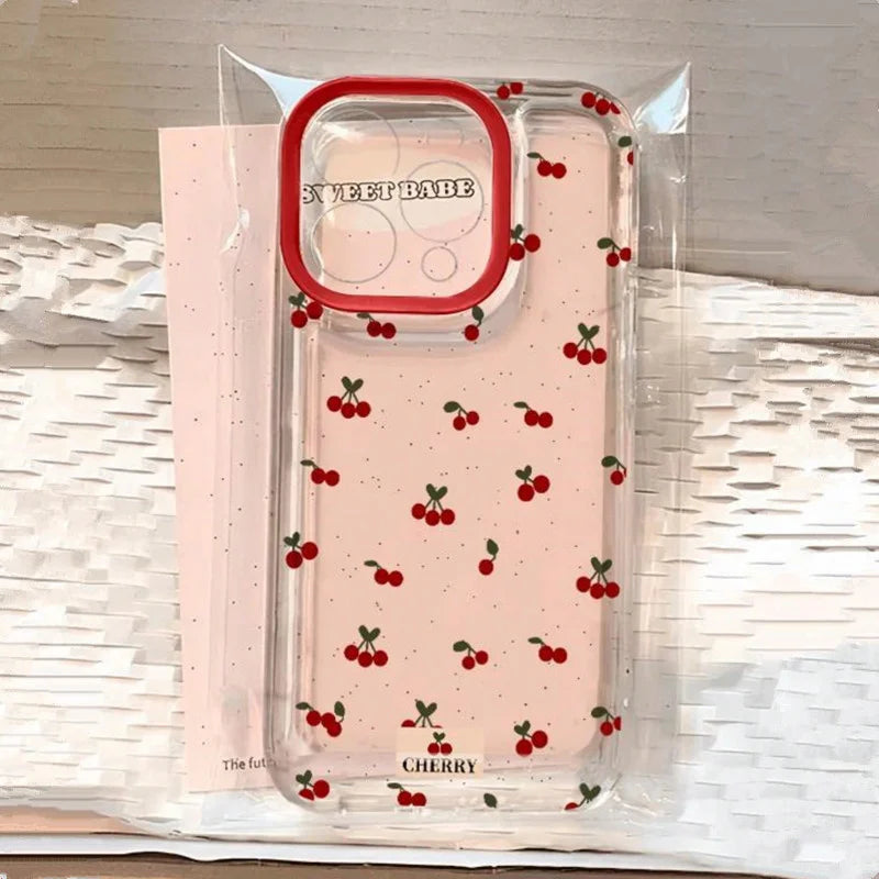 Cartoon Cherry Pattern Case for iPhone