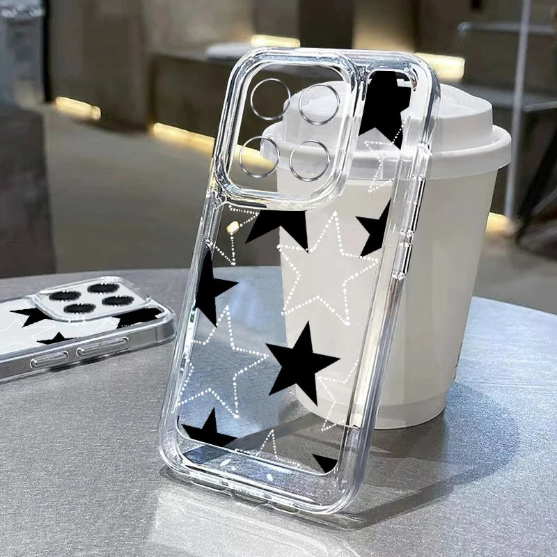 Star Pattern Phone Case For Xiaomi 13T 11T Poco X6 X5 F6 Pro Mi 11 Lite 5G NE Redmi Note 13 12 Pro 5G 11 10 13C Clear Soft Cover Casever