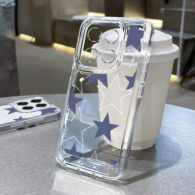 Star Pattern Phone Case For Xiaomi 13T 11T Poco X6 X5 F6 Pro Mi 11 Lite 5G NE Redmi Note 13 12 Pro 5G 11 10 13C Clear Soft Cover Casever