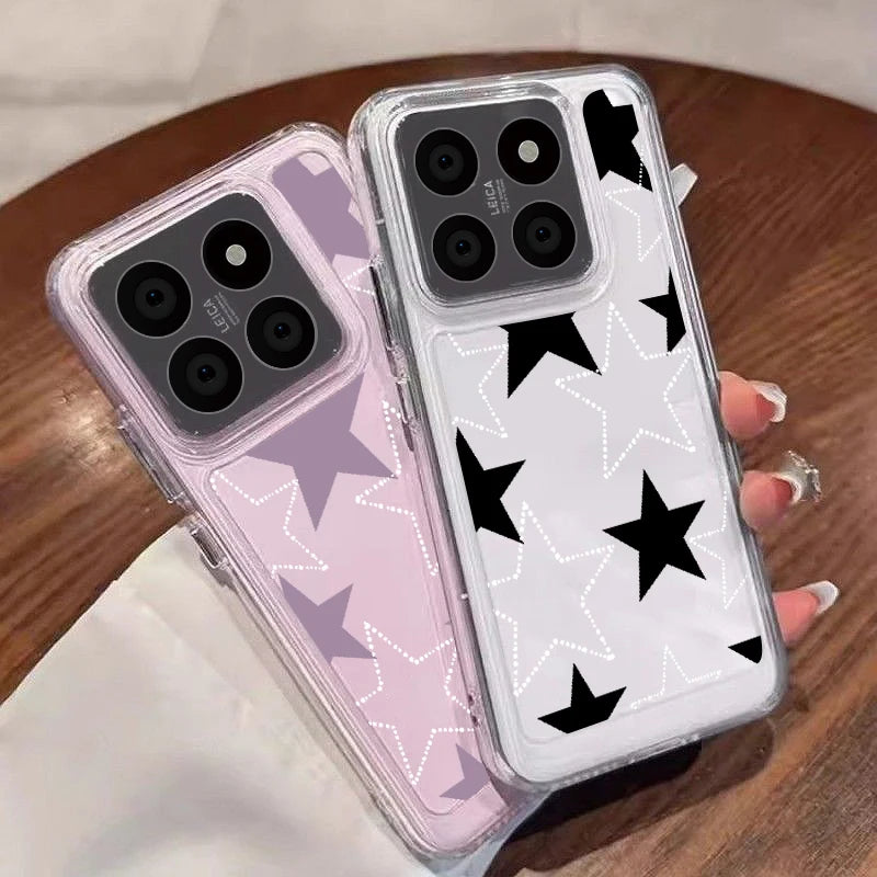 Star Pattern Phone Case For Xiaomi 13T 11T Poco X6 X5 F6 Pro Mi 11 Lite 5G NE Redmi Note 13 12 Pro 5G 11 10 13C Clear Soft Cover Casever