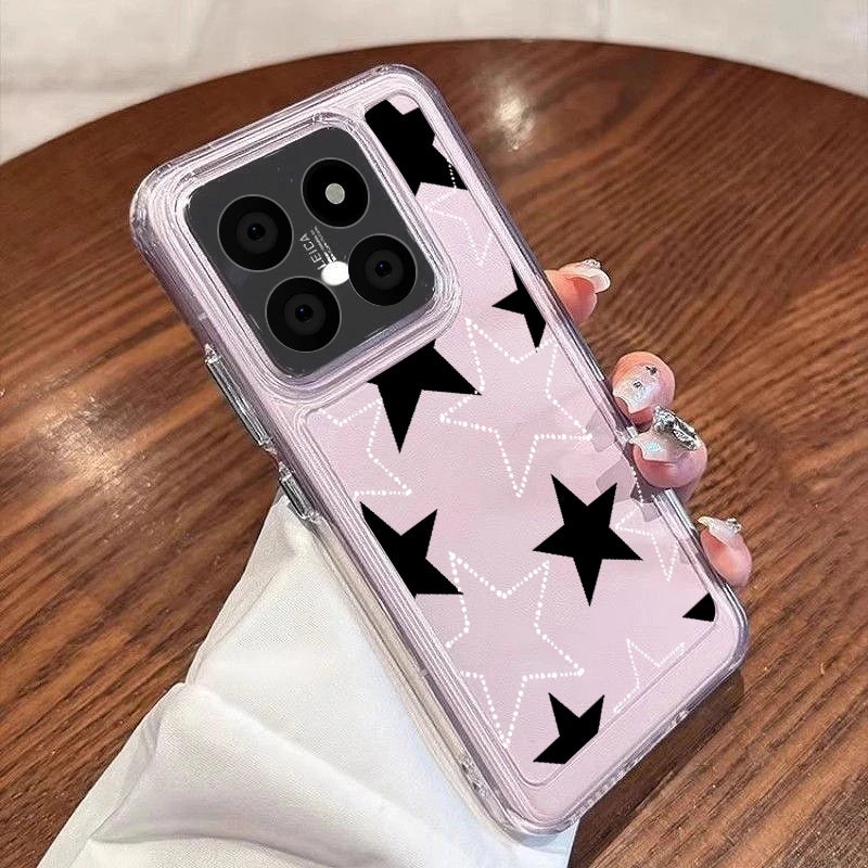 Star Pattern Phone Case For Xiaomi 13T 11T Poco X6 X5 F6 Pro Mi 11 Lite 5G NE Redmi Note 13 12 Pro 5G 11 10 13C Clear Soft Cover Casever