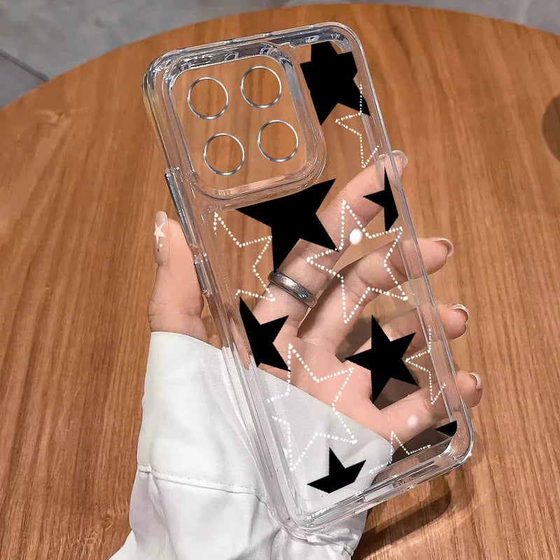 Star Pattern Phone Case For Xiaomi 13T 11T Poco X6 X5 F6 Pro Mi 11 Lite 5G NE Redmi Note 13 12 Pro 5G 11 10 13C Clear Soft Cover Casever