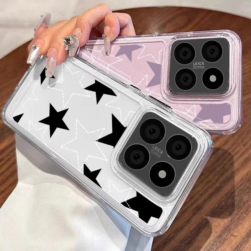 Star Pattern Phone Case For Xiaomi 13T 11T Poco X6 X5 F6 Pro Mi 11 Lite 5G NE Redmi Note 13 12 Pro 5G 11 10 13C Clear Soft Cover Casever
