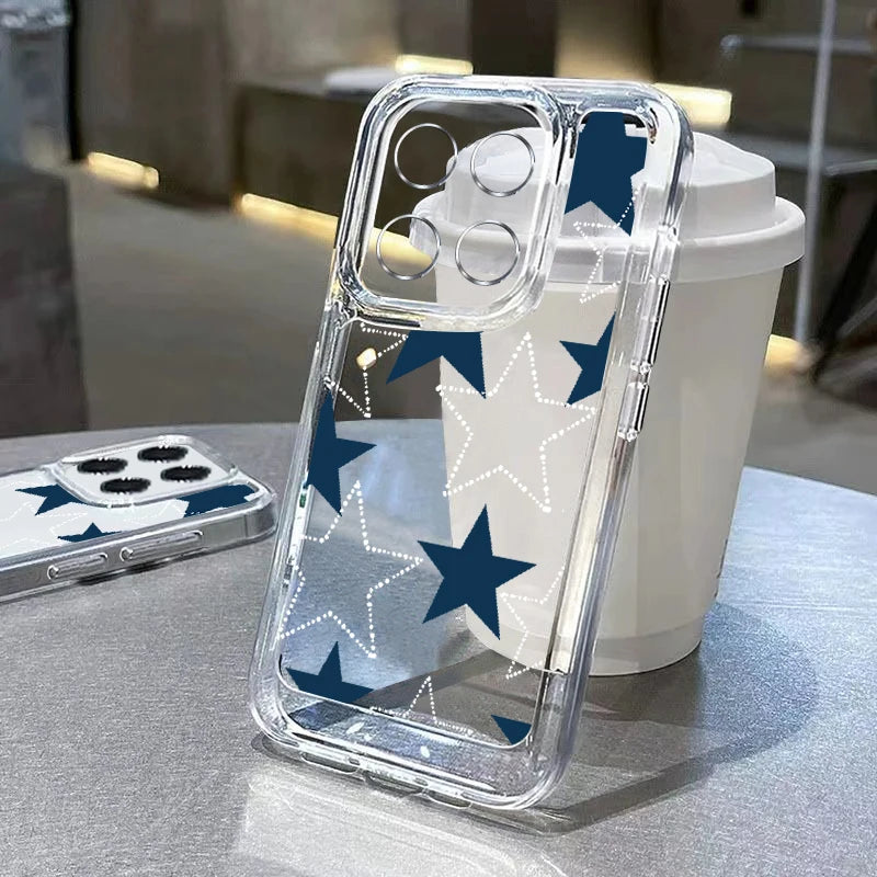 Star Pattern Phone Case For Xiaomi 13T 11T Poco X6 X5 F6 Pro Mi 11 Lite 5G NE Redmi Note 13 12 Pro 5G 11 10 13C Clear Soft Cover Casever
