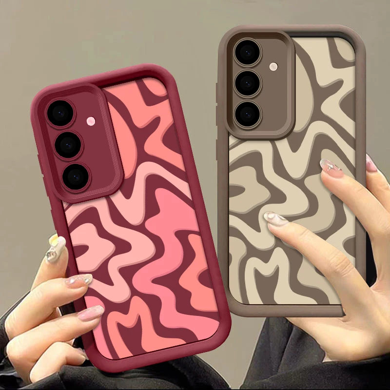 Striped Phone Case For Samsung Galaxy S24 S23 S22 Ultra S21 FE A14 A34 A15 A25 A35 A52 A53 A54 A55 5G Shockproof Silicone Cover Casever