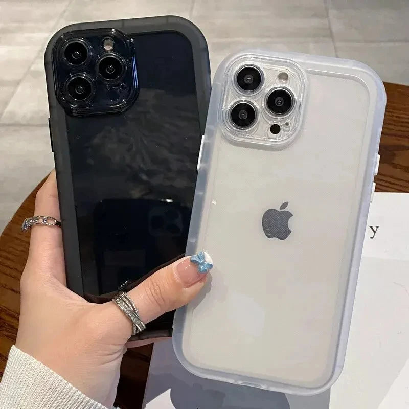 Thicken Transparent Bumper Silicone Camera Protective Phone Case For iPhone 15 14 13 12 11 Pro Max Candy Shockproof Soft Cover Casever