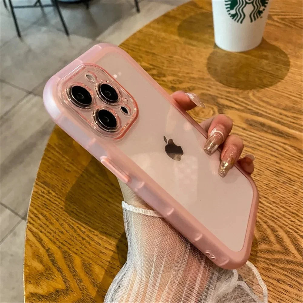Thicken Transparent Bumper Silicone Camera Protective Phone Case For iPhone 15 14 13 12 11 Pro Max Candy Shockproof Soft Cover Casever