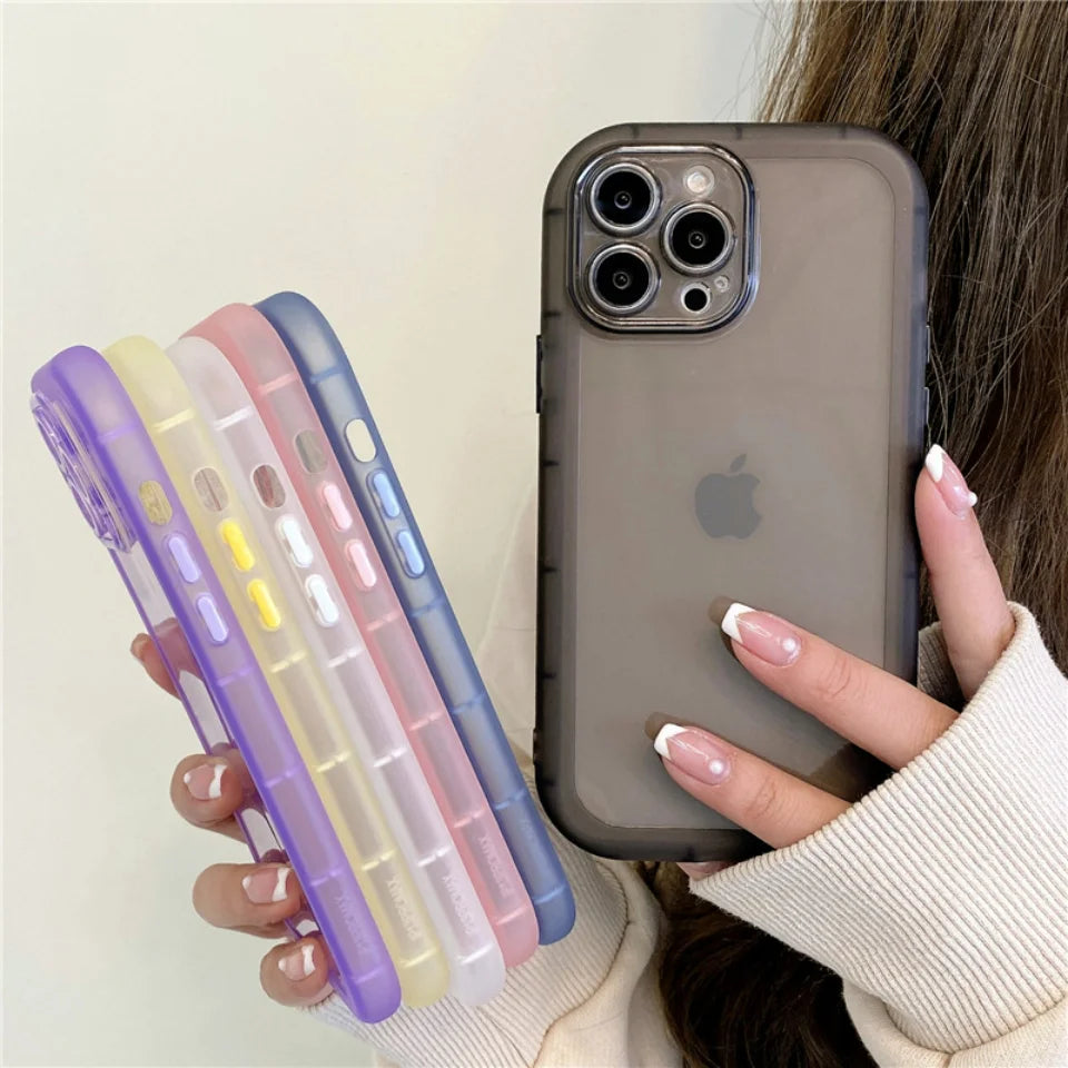 Thicken Transparent Bumper Silicone Camera Protective Phone Case For iPhone 15 14 13 12 11 Pro Max Candy Shockproof Soft Cover Casever