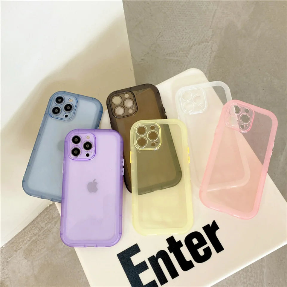 Thicken Transparent Bumper Silicone Camera Protective Phone Case For iPhone 15 14 13 12 11 Pro Max Candy Shockproof Soft Cover Casever