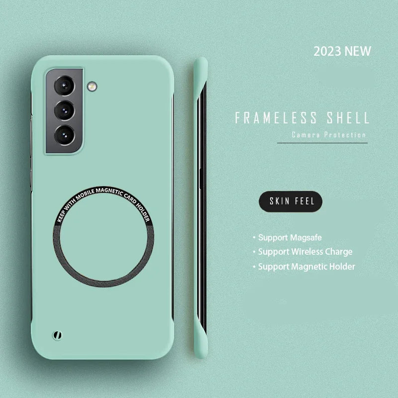 Ultra Slim PC Frameless Magnetic Phone Case For Samsung Galaxy S24 S23 S22 S21 S20 FE Plus NOTE 20 Ultra Magsafe Matte Cover Casever