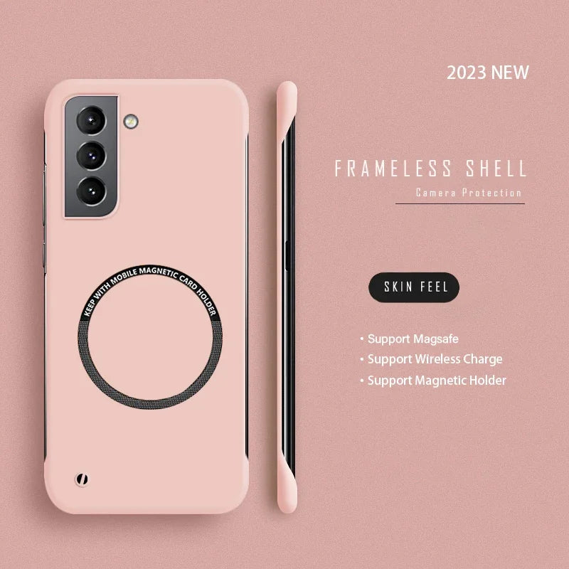 Ultra Slim PC Frameless Magnetic Phone Case For Samsung Galaxy S24 S23 S22 S21 S20 FE Plus NOTE 20 Ultra Magsafe Matte Cover Casever