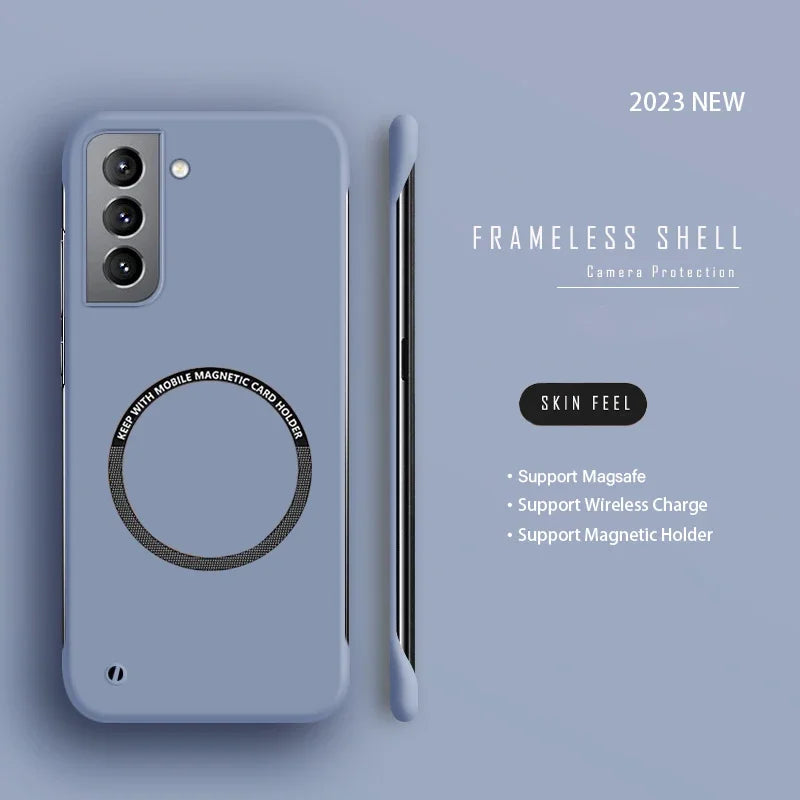 Ultra Slim PC Frameless Magnetic Phone Case For Samsung Galaxy S24 S23 S22 S21 S20 FE Plus NOTE 20 Ultra Magsafe Matte Cover Casever