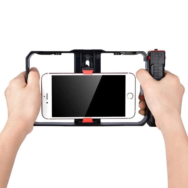 YELANGU Pro Smartphone Video Rig Filmmaking Case Phone Video Stabilizer Grip Mount for IPhone Xs Max XR X 8 Plus Samsung Huawei Casever
