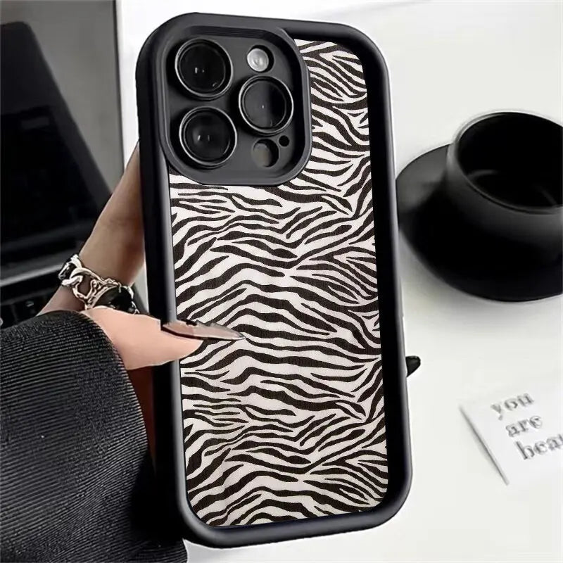 Zebra Striped Phone Case For IPhone 15 Pro Max 12 11 14 X XS XR 6 6S 7 8 Plus 13 Mini SE 2020 2022 Capa Shockproof Soft Cover Casever