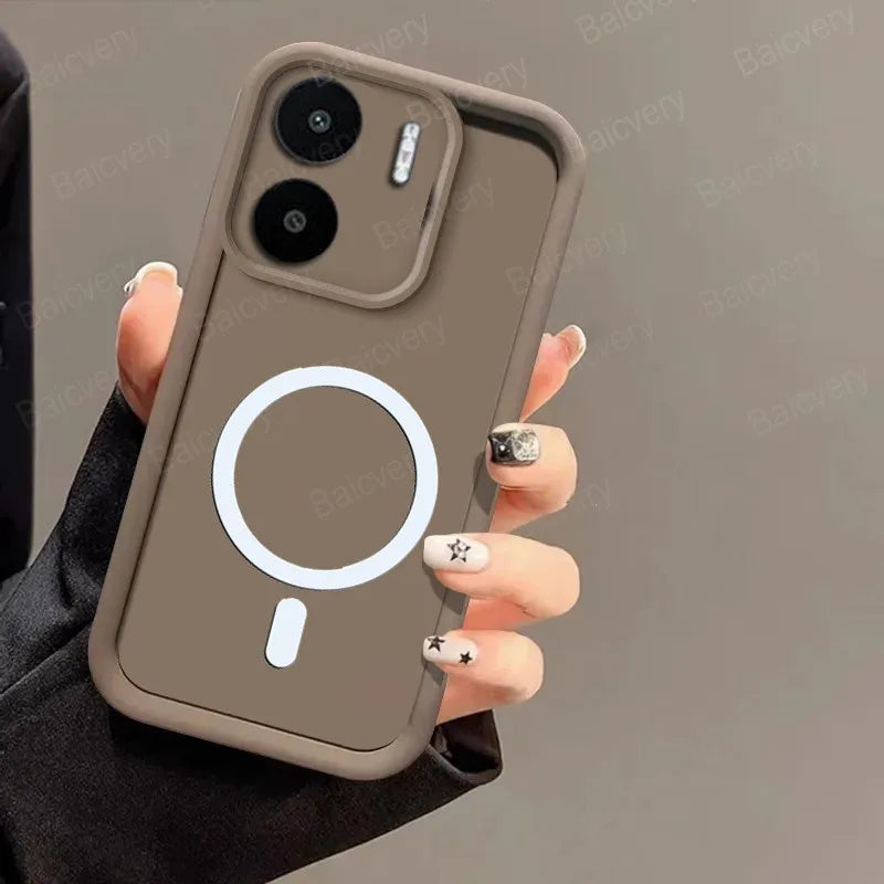 for Xiaomi Redmi 13C 4G 5G POCO C65 Soft Case Capa with Magnetic Wireless Charger Sticker Casever