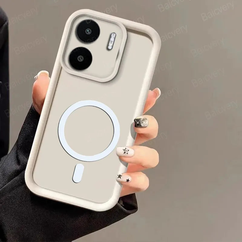 for Xiaomi Redmi 13C 4G 5G POCO C65 Soft Case Capa with Magnetic Wireless Charger Sticker Casever