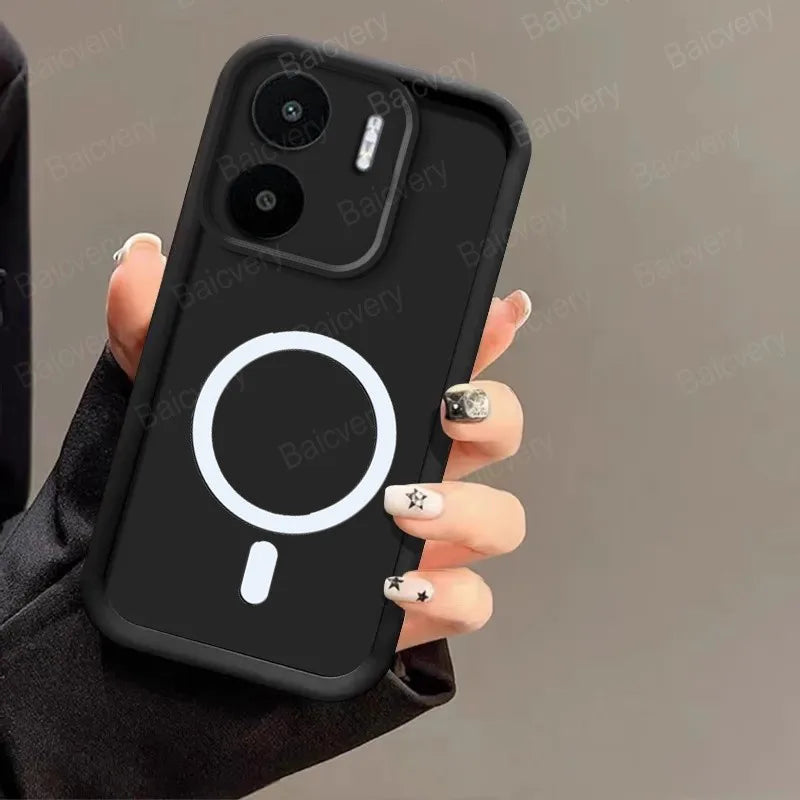 for Xiaomi Redmi 13C 4G 5G POCO C65 Soft Case Capa with Magnetic Wireless Charger Sticker Casever