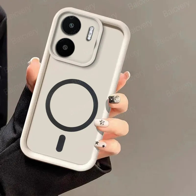 for Xiaomi Redmi 13C 4G 5G POCO C65 Soft Case Capa with Magnetic Wireless Charger Sticker Casever