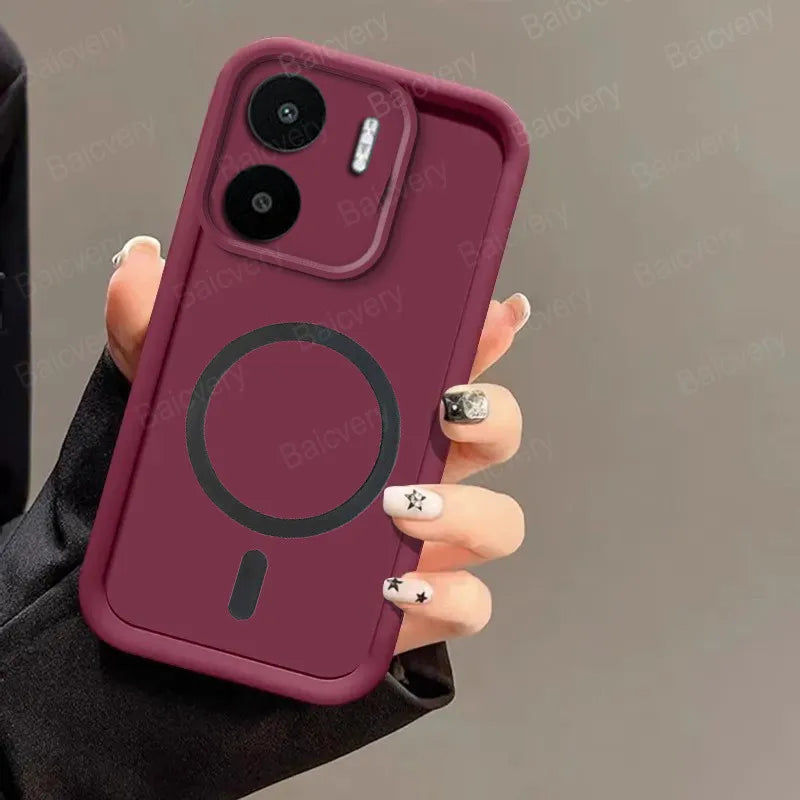 for Xiaomi Redmi 13C 4G 5G POCO C65 Soft Case Capa with Magnetic Wireless Charger Sticker Casever