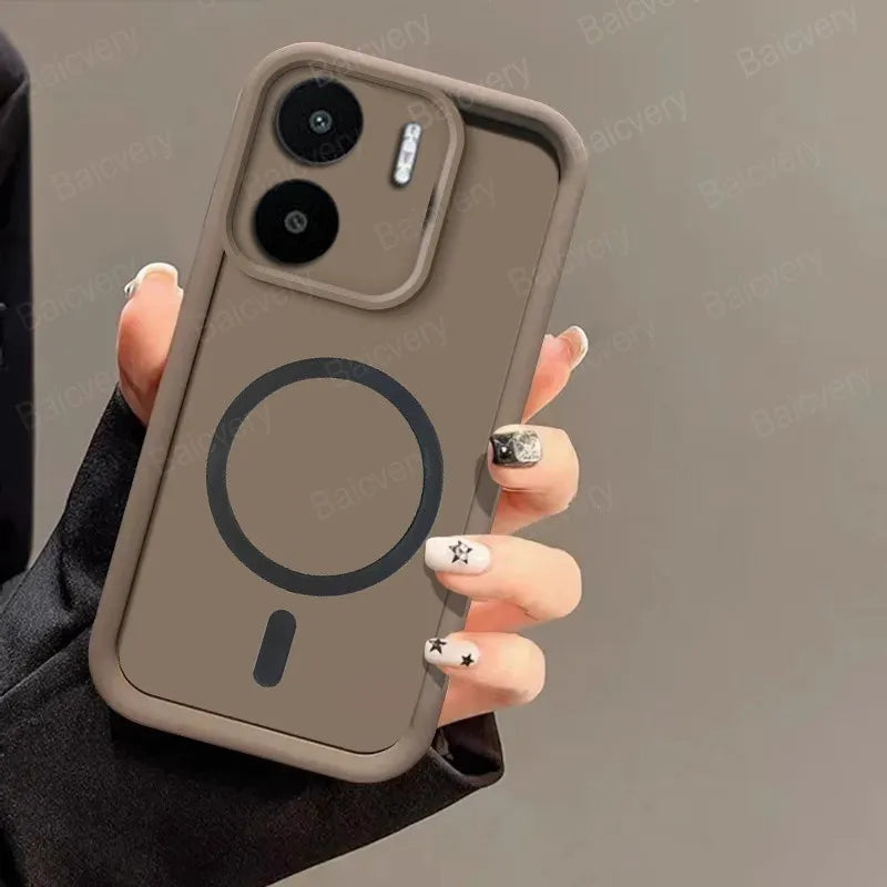 for Xiaomi Redmi 13C 4G 5G POCO C65 Soft Case Capa with Magnetic Wireless Charger Sticker Casever