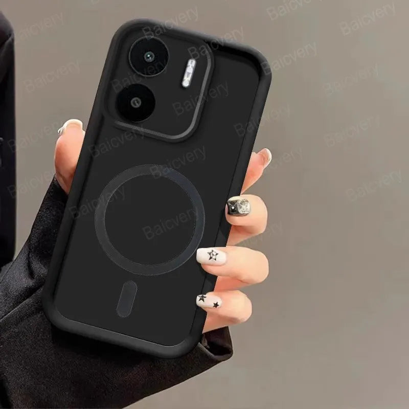 for Xiaomi Redmi 13C 4G 5G POCO C65 Soft Case Capa with Magnetic Wireless Charger Sticker Casever