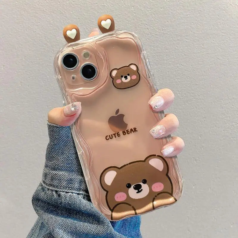 3D Cat Ears Frog Eyes Cute Shy Animal Case for Samsung Galaxy S22 Plus S23 S24 Ultra S20 FE A55 A35 A54 A53 A52 A15 A14 5G A32  Casever