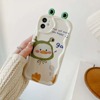 3D Cat Ears Frog Eyes Cute Shy Animal Case for Samsung Galaxy S22 Plus S23 S24 Ultra S20 FE A55 A35 A54 A53 A52 A15 A14 5G A32  Casever