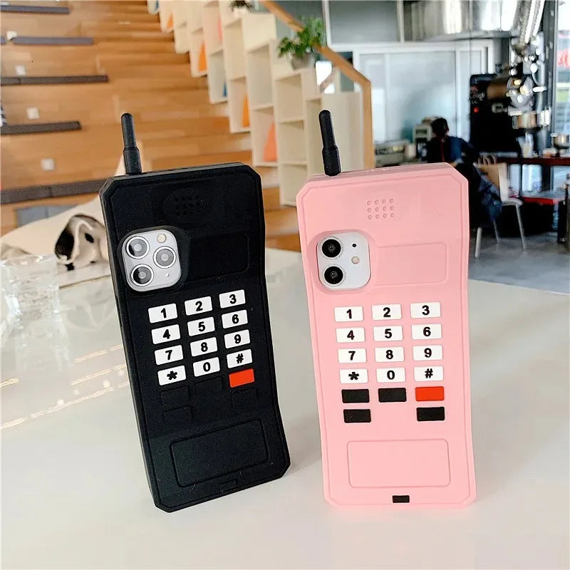 3D Classic Mobile Phone Case for iPhone 16 15 14 13 12 11 Pro Max XR Xs Max 8 7 6 Plus Retro Style Telephone Soft Silicone Funny  Casever