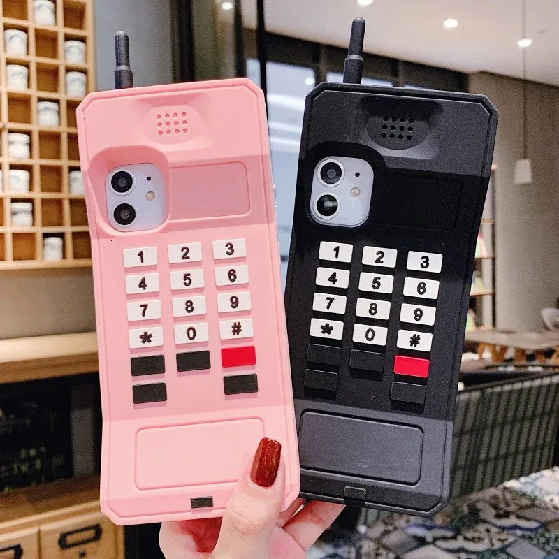 3D Classic Mobile Phone Case for iPhone 16 15 14 13 12 11 Pro Max XR Xs Max 8 7 6 Plus Retro Style Telephone Soft Silicone Funny  Casever