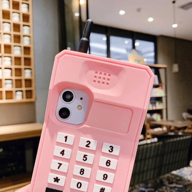 3D Classic Mobile Phone Case for iPhone 16 15 14 13 12 11 Pro Max XR Xs Max 8 7 6 Plus Retro Style Telephone Soft Silicone Funny  Casever