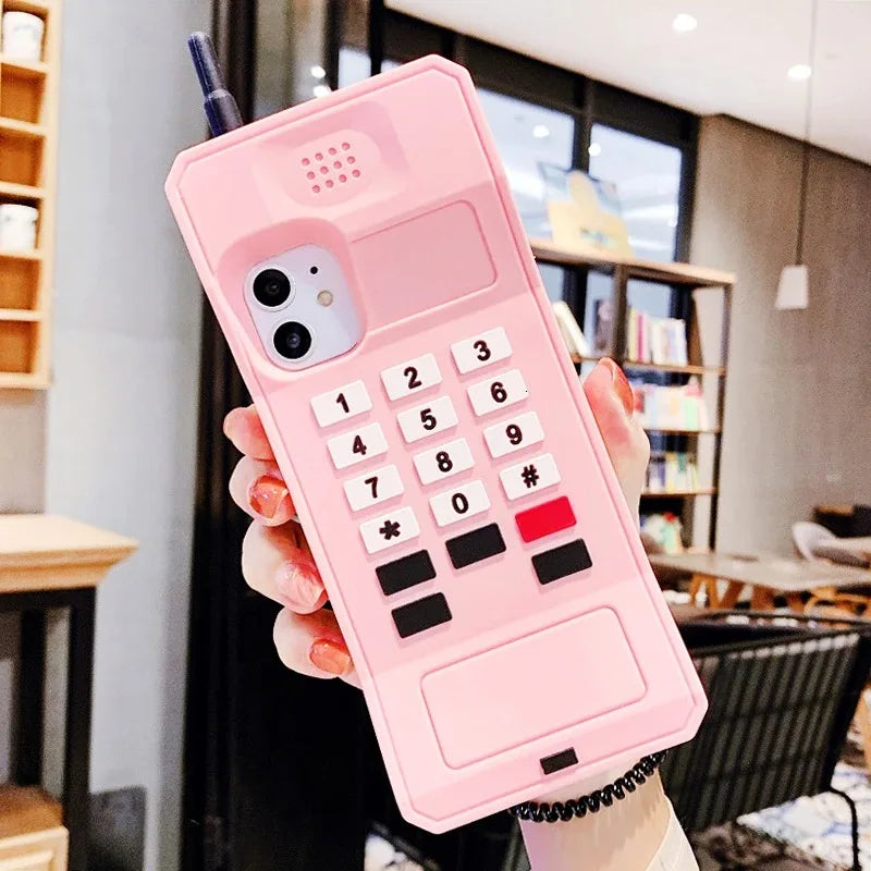 3D Classic Mobile Phone Case for iPhone 16 15 14 13 12 11 Pro Max XR Xs Max 8 7 6 Plus Retro Style Telephone Soft Silicone Funny  Casever