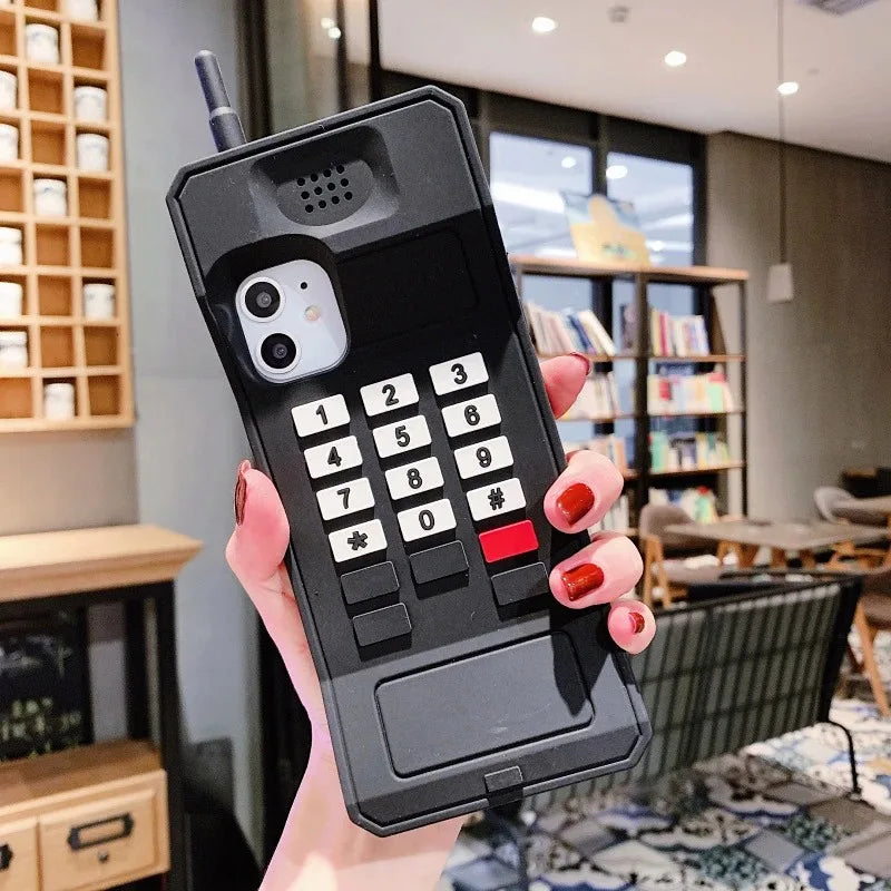 3D Classic Mobile Phone Case for iPhone 16 15 14 13 12 11 Pro Max XR Xs Max 8 7 6 Plus Retro Style Telephone Soft Silicone Funny  Casever