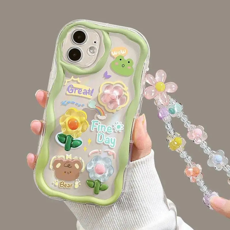 3D Flower Chain Case for Samsung Galaxy A15 A25 A04 A05 A05S A04E A13 A33 A30 A31 A50 A22 A51 A71 A72 A73 A02 A03 A02S A11 M54  Casever