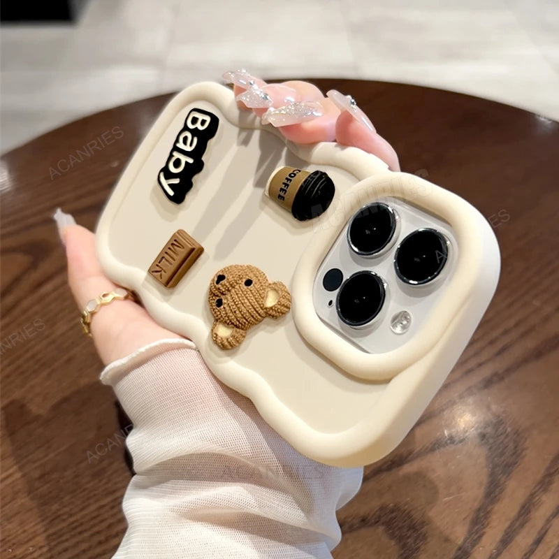 A 50 30 20 3d Bear Cute Cartoon Wavy Silicone Case For Samsung Galaxy A50 A30 A20 A30s A50s A20s A21s A51 A32 4g A12 Soft Cover  Casever