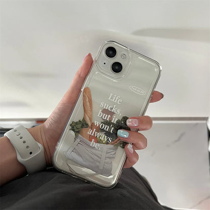 Aesthetic Simple Baguette Transparent Case For iPhone 14 13 12 11 Pro Max X XR 7 8 Plus SE 3 Lovely Clear Shockproof Soft Cover  Casever