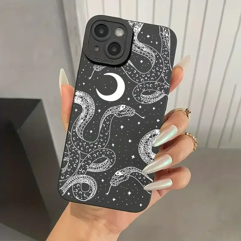 Black Snake Graphic Phone Case For iPhone 11 12 13 14 15 Pro Max X XS Max XR 8 7 Plus SE2020 Mini Shockproof Soft Silicone Cover  Casever