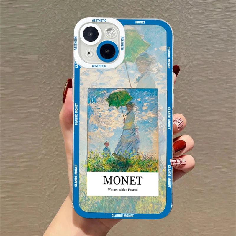 Claude Monet Arts Oil Painting Phone Case For iPhone 16 11 13 12 Pro Max XS X XR 7 8 Plus Soft Cover For iPhone 15 14 16 Pro Max  Casever