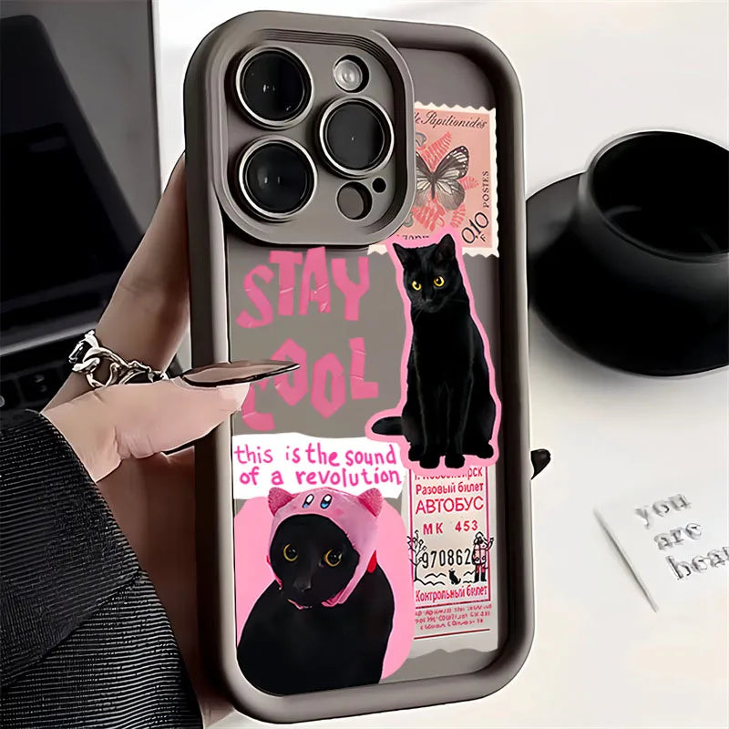 Cool Black Cat Soft Silicone Phone Case for Xiaomi POCO X6 X5 F5 M6 Pro X3 NFC Mi 13T 12T 14 13 12 11 Lite 5G NE Soft Cover  Casever