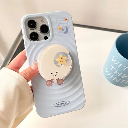 Cute Cartoon Rotate Moon Star Magnetic Holder Grip Tok Griptok Phone Stand Holder Support For iPhone 16 15 For Pad Magsafe Smart  Casever