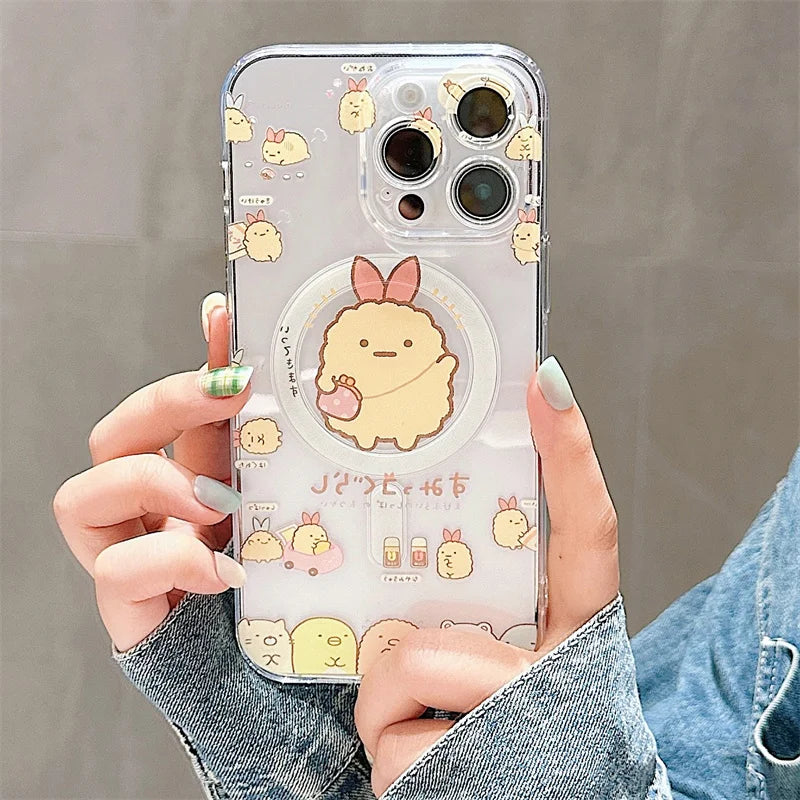 Cute Cartoon Sumikko Gurashi Magsafe Phone Case For iPhone 16 15 14 13 12 11 Pro Max Wireless Charge Soft Silicone Back Cover  Casever