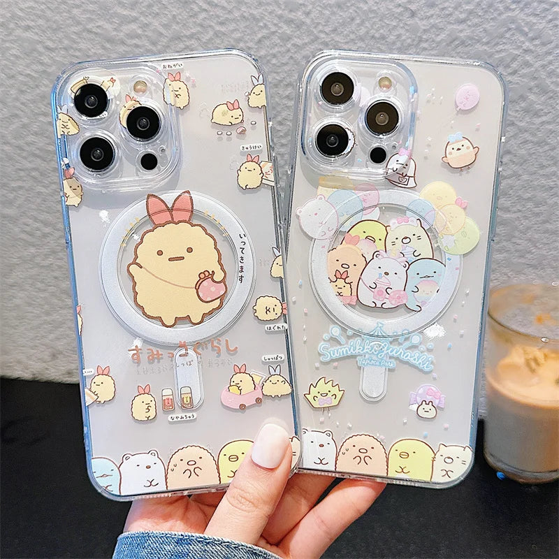 Cute Cartoon Sumikko Gurashi Magsafe Phone Case For iPhone 16 15 14 13 12 11 Pro Max Wireless Charge Soft Silicone Back Cover  Casever