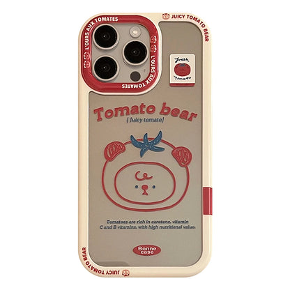 Cute INS Acrylic Tomato Bear Transparent Strengthened Case for iPhone 15 14 13 11 Pro Max Plus Back Cover for 12 Pro Max  Casever