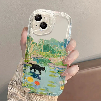 Fishing Black Cat Phone Case For Xiaomi Mi 14 13T 12T 11 Lite 5G NE 11i 12 13 10T 10i POCO X3 Pro NFC X4 GT X6 X5 F3 F4 Cover  Casever