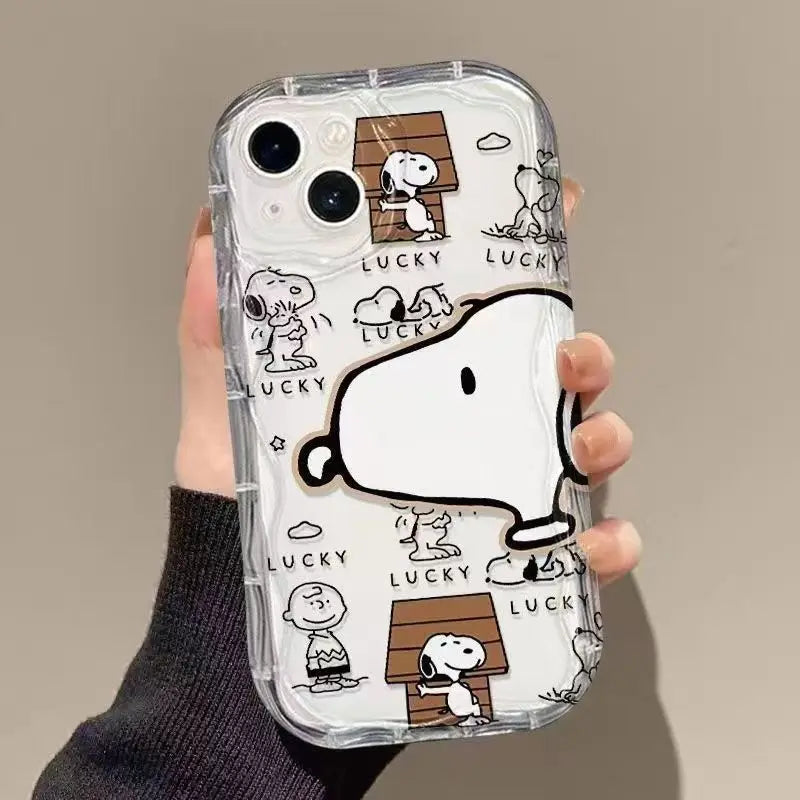 For OPPO Reno 11F 4Z 5Z 6Z 7Z 8Z 5 6 7 8 10 11 Pro 5G Find X3 Lite Lucky Snoopy Phone Case Transparent Cover  Casever