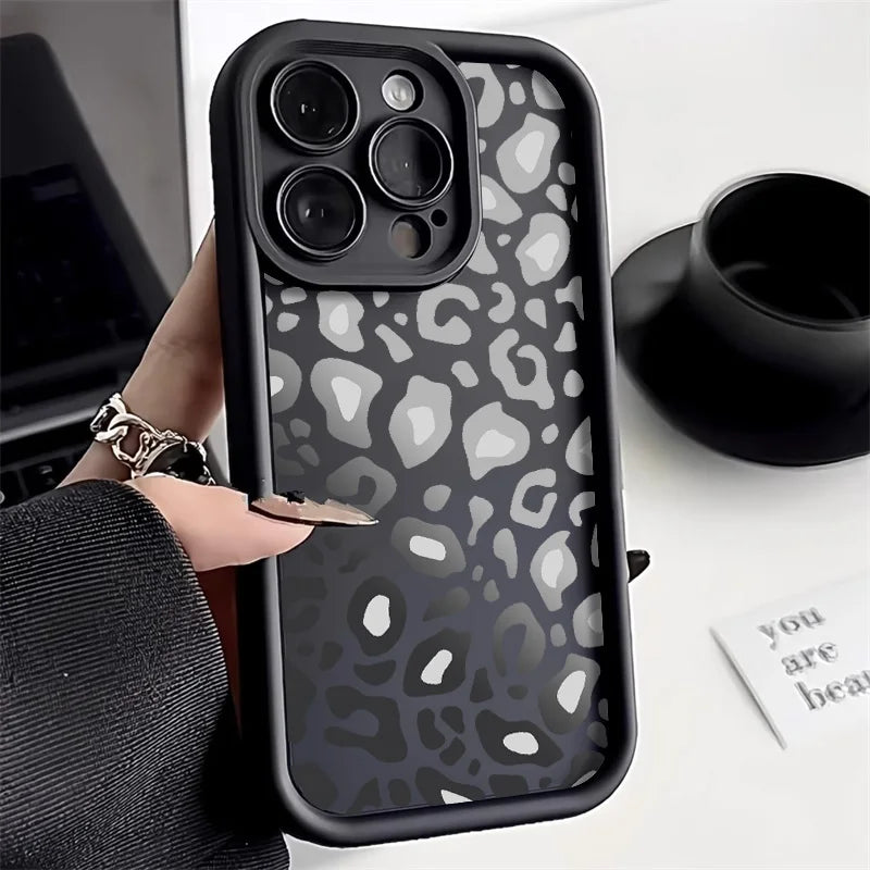 Leopard Print Silicone Phone Case For iPhone 11 Case iPhone 12 13 14 15 Pro Max XR XS X 7 8 Plus SE 2020 Shockproof Soft Cover  Casever