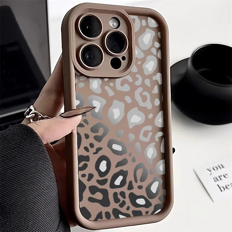 Leopard Print Silicone Phone Case For iPhone 11 Case iPhone 12 13 14 15 Pro Max XR XS X 7 8 Plus SE 2020 Shockproof Soft Cover  Casever