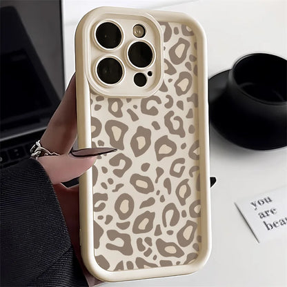 Leopard Print Silicone Phone Case For iPhone 11 Case iPhone 12 13 14 15 Pro Max XR XS X 7 8 Plus SE 2020 Shockproof Soft Cover  Casever