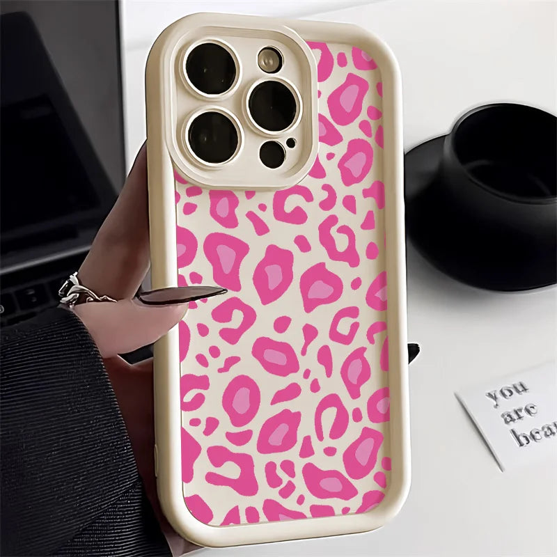 Leopard Print Silicone Phone Case For iPhone 11 Case iPhone 12 13 14 15 Pro Max XR XS X 7 8 Plus SE 2020 Shockproof Soft Cover  Casever