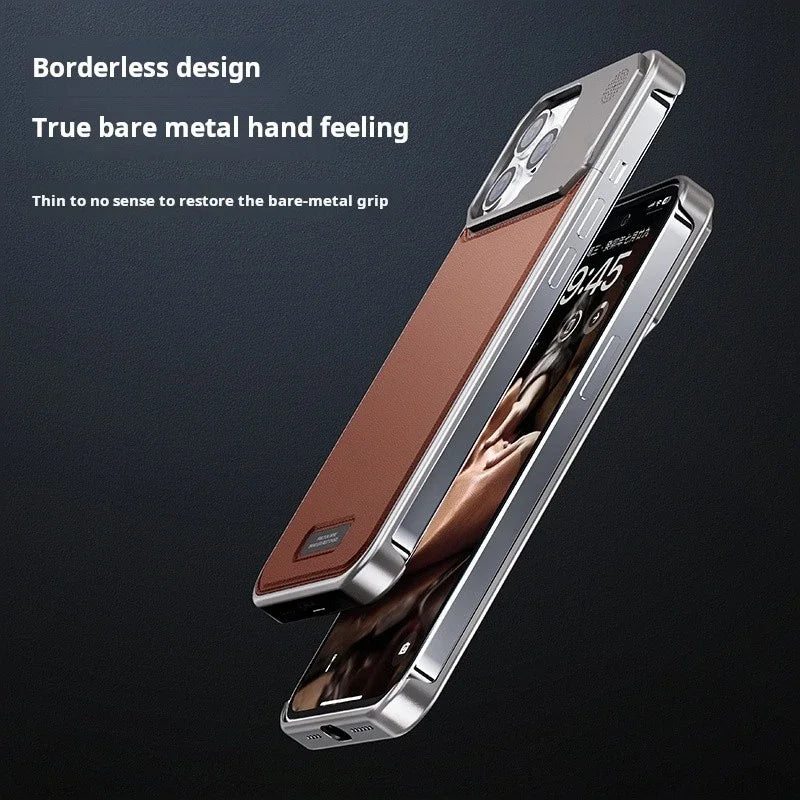 Luxury Leather Metal Phone Case For Iphone 13 14 15 16 Pro Max Magnetic Aluminum Fragrance Phone Cover For IPHON 13 14 15 Promax  Casever